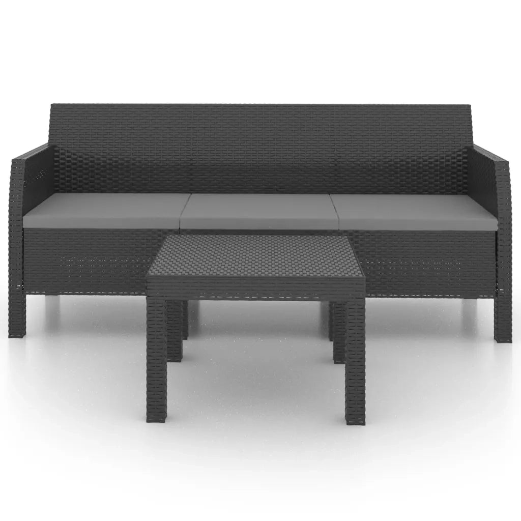 Set Divani da Giardino 2 pz con Cuscini in Rattan PP Antracite 3079668