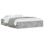 Letto matrimoniale | Letto per adulti | Giroletto Cassetti Grigio Cemento 140x190 cm Legno Multistrato