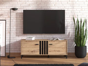 Forte, Mobile Porta tv un Ripiano, 131.5x40x52h cm Marrone Rovere Nodi