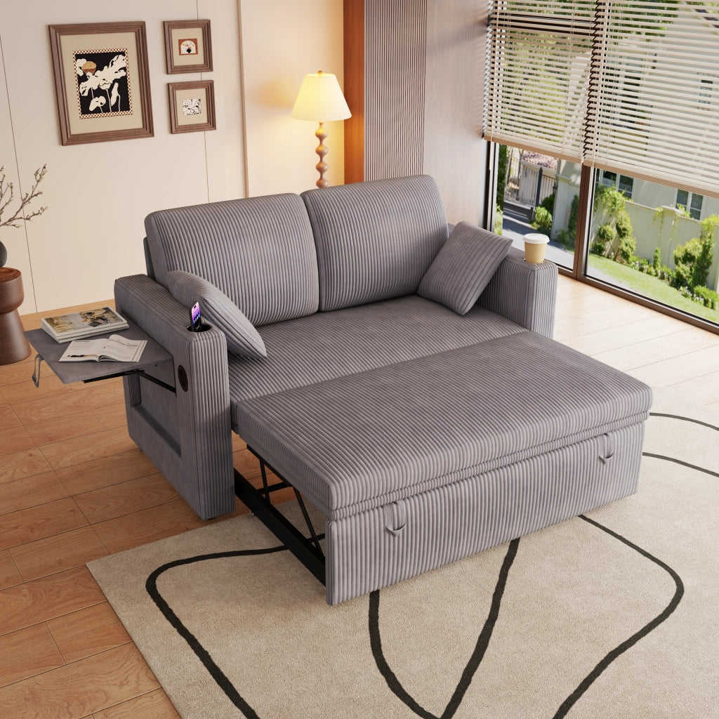 Divano Letto Multifunzione con Schienale Regolabile e Cuscini ¨C MINIMAL ¨C Grigio