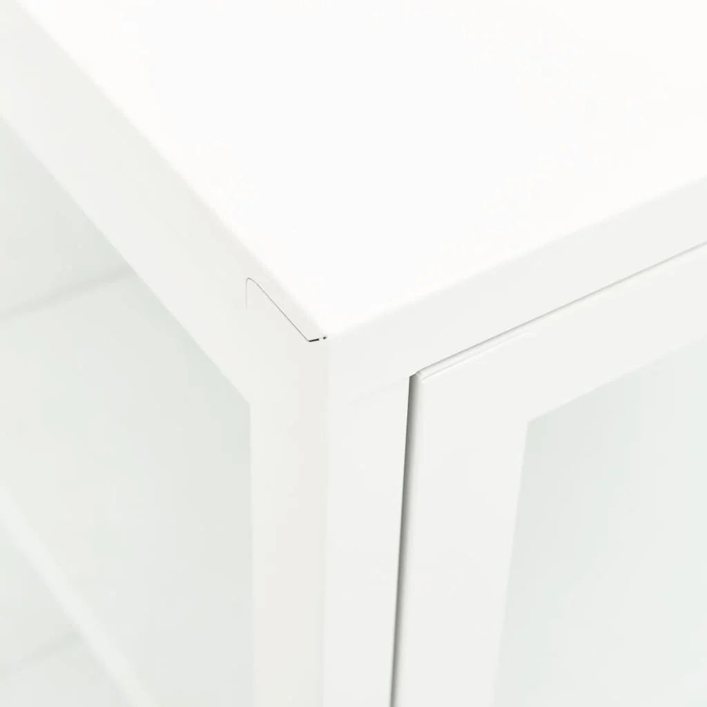 Buffet credenza cassettiera armadio mobile contenitore organizer per cucina soggiorno salotto 105 x 35 x 70 cm acciaio e vetro bianco 02_0030192