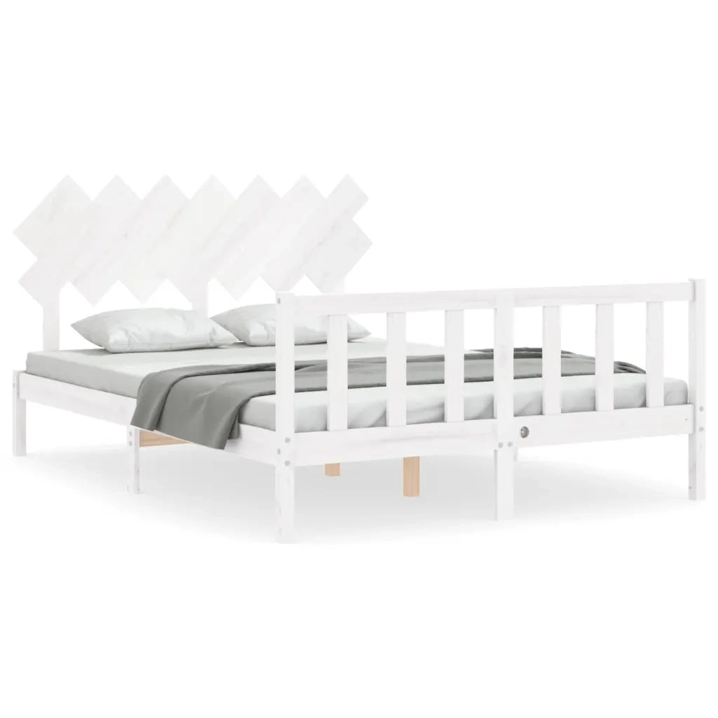 Giroletto senza Materasso-Struttura Letto Bianco 140x200 cm Legno Massello Pino 838445