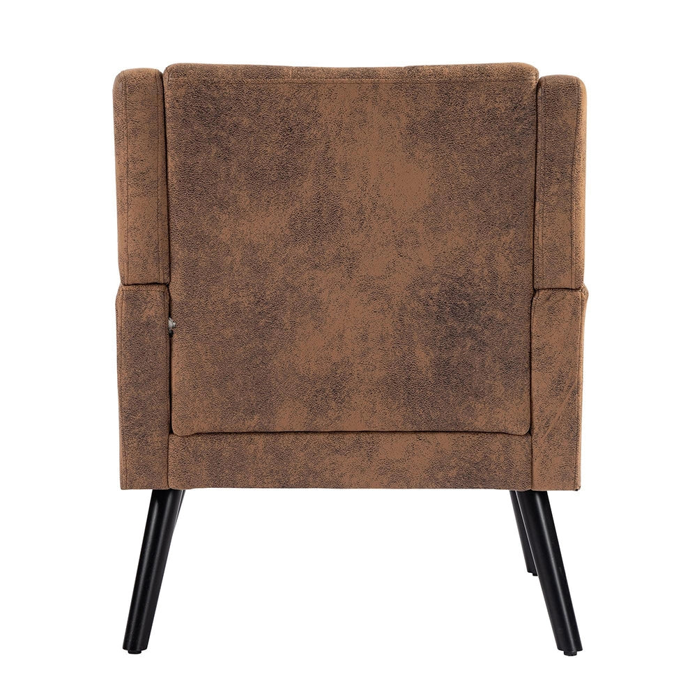 Poltrona imbottita in pelle scamosciata - Xylo - Stile moderno met¨¤ secolo con cuscino in schiuma ad alta densit¨¤ e gambe in legno massello per piccoli spazi