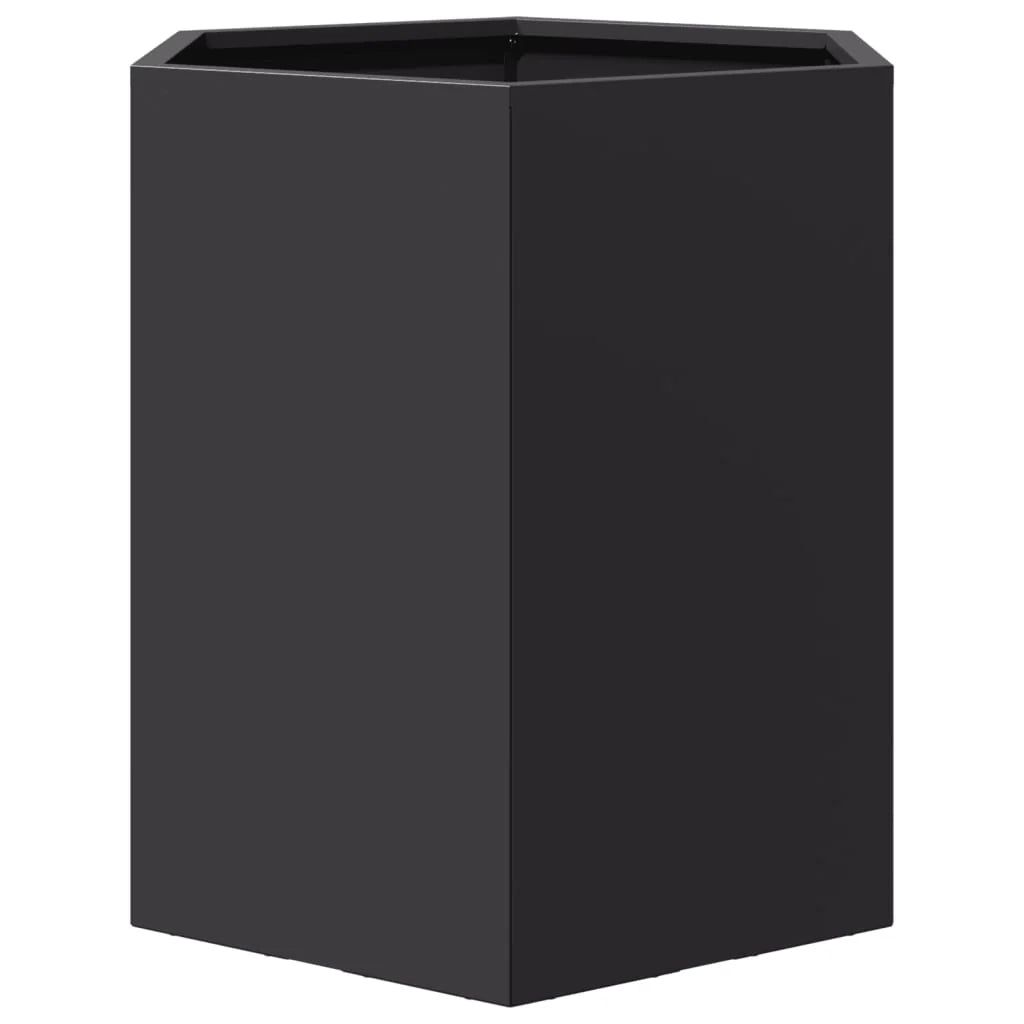 Fioriera rialzata per piante fiori giardino terrazze set da 2 esagonale 46 x 40 x 45 cm acciaio nero 02_0039074