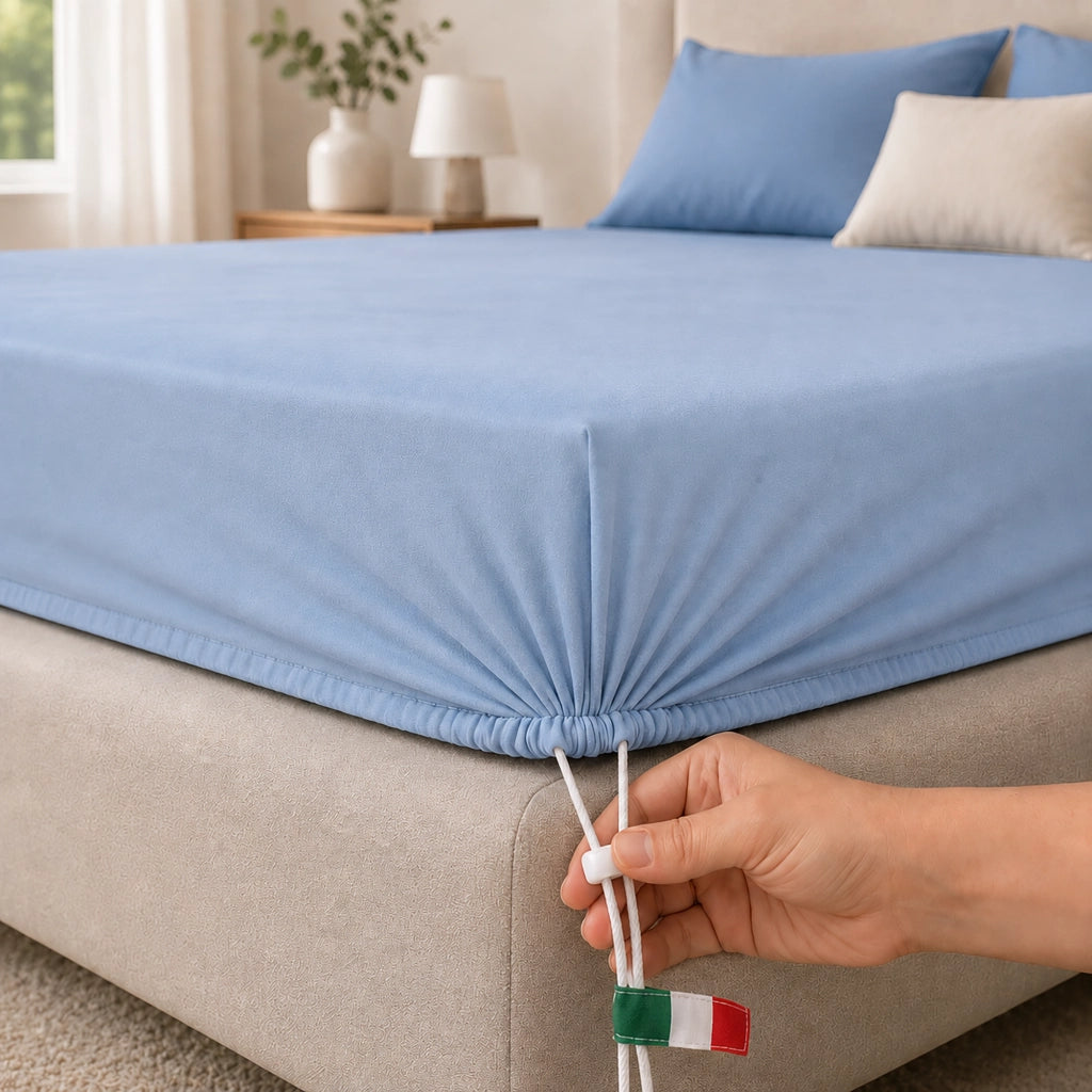 Romesalo, Lenzuolo Singolo Lenzuolo Sotto con Angolo da 27 cm, blu Fiordaliso
