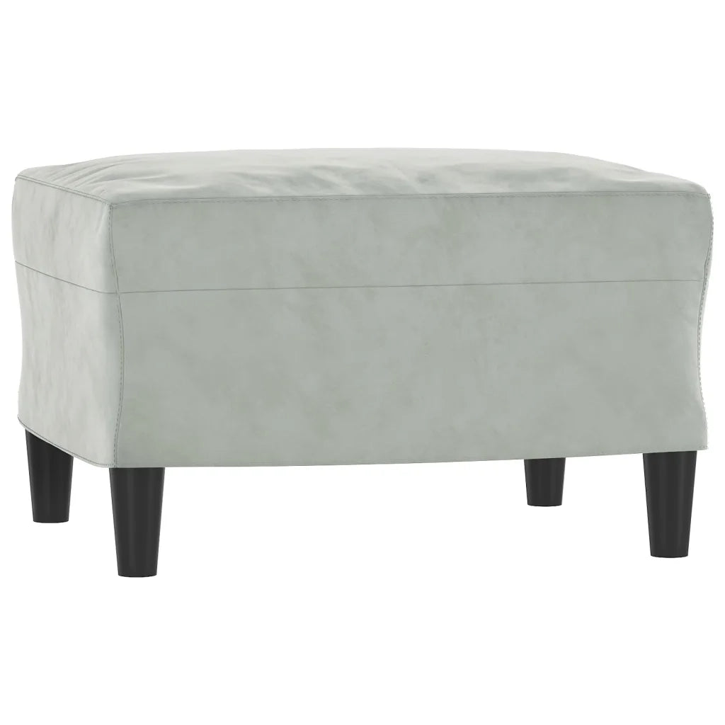 Divano a 3 Posti con Poggiapiedi-Sofa 3 Posti con Poggiapiedi Grigio Chiaro 180cm in Velluto 313806