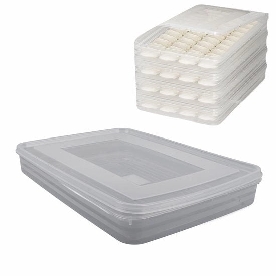 Contenitore di Stoccaggio per Dumpling Grande Capacità - Cassa di Raffreddamento Aria Tettone - Pieghevole - Resistente alla Lavastoviglie - In Plastica - Leggero 120 g - Contenitore di Raffreddamento per Frigorifero
