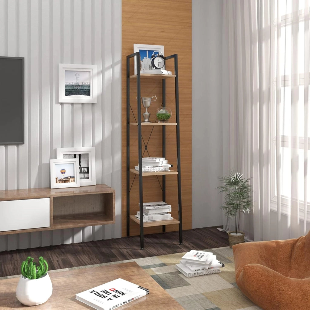 Scaffale Angolo a 4 Ripiani per Studio Ufficio Mensole in Legno Fioriera Porta Piante RGB9284hei
