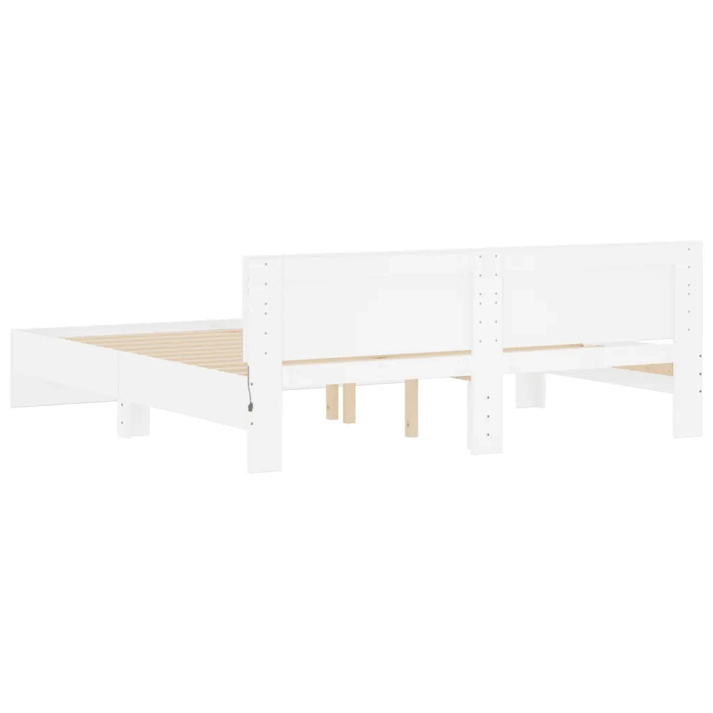 Letto matrimoniale | Letto per adulti | Giroletto con Testiera e LED Bianco 200x200 cm