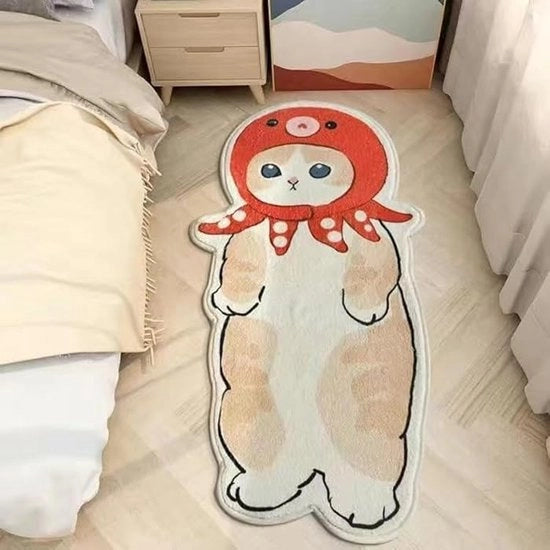Kleed da bagno per camera 40 x 120 cm, lavabile, con forma irregolare, gatto, carillon, decorazione per bambini, casa animale in forma di gatto e cane, e tappeto da ingresso per bambini (ottantopodi)