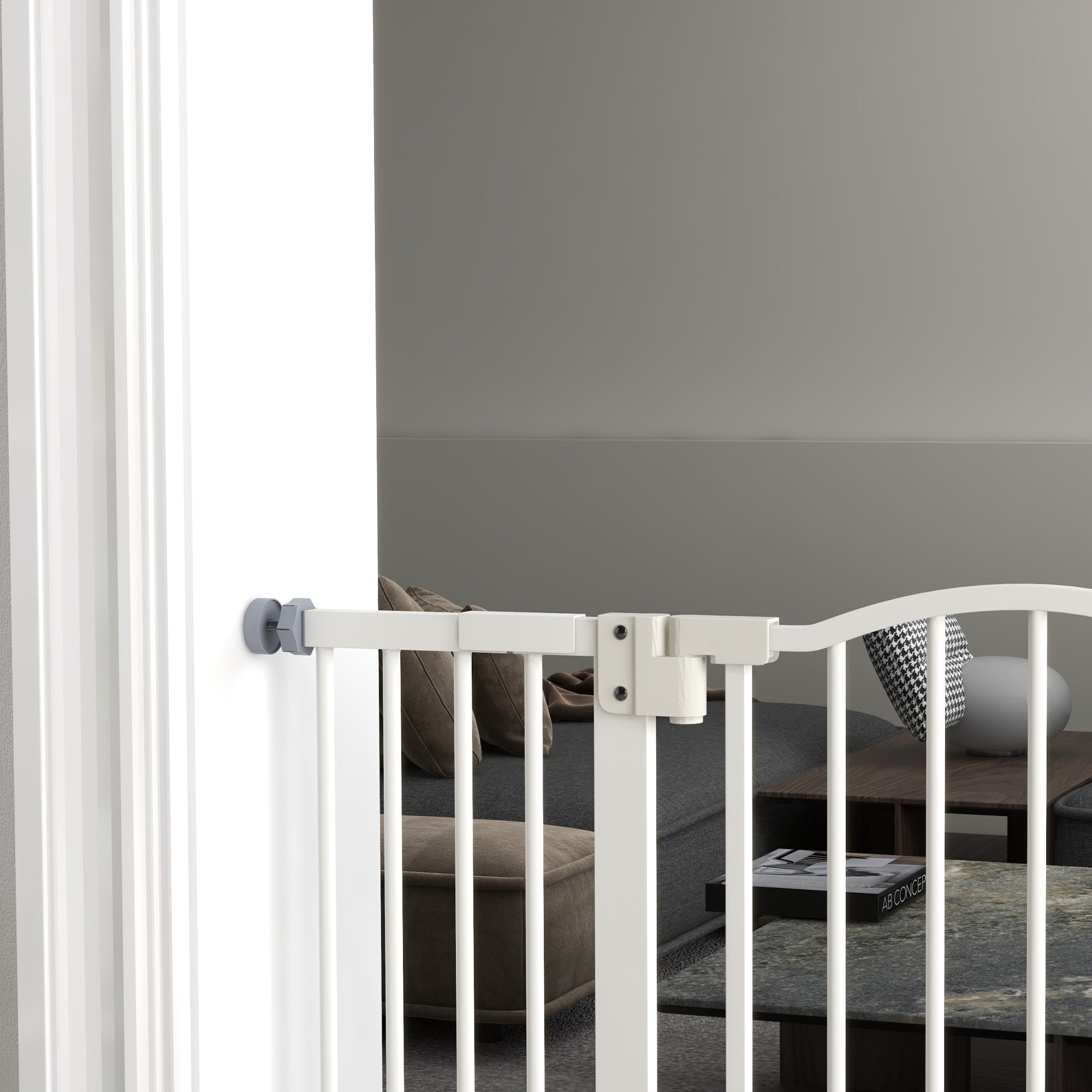 Cancellino per Cani Estensibile 74-100x78 cm in Metallo Bianco