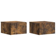Mobiletto da notte a muro 2 pcs Rovere Fumo 49 x 34,5 x 20 cm