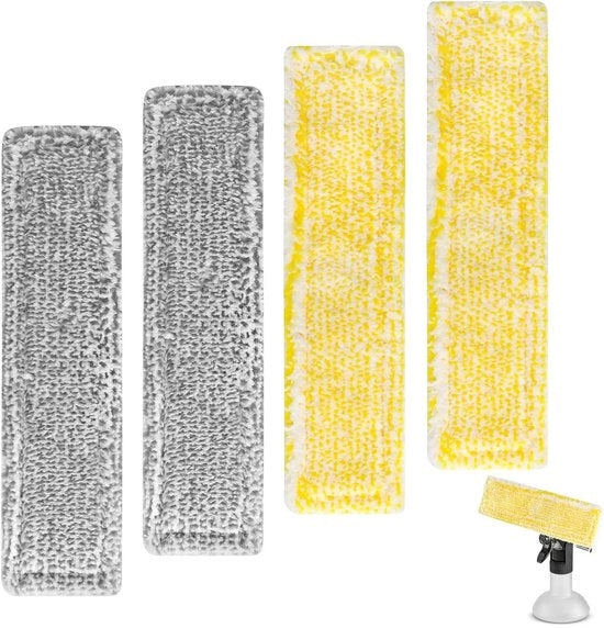 4 pezzi di pad di riserva adatto per WV2 WV5 accessori aspirapolvere a vapore - accessori aspirapolvere a vapore - microfibra copriaspri adatto per aspirapolvere a vetro - pezzi di ricambio - coperchi di aspirapolvere a vetro - giallo e bianco