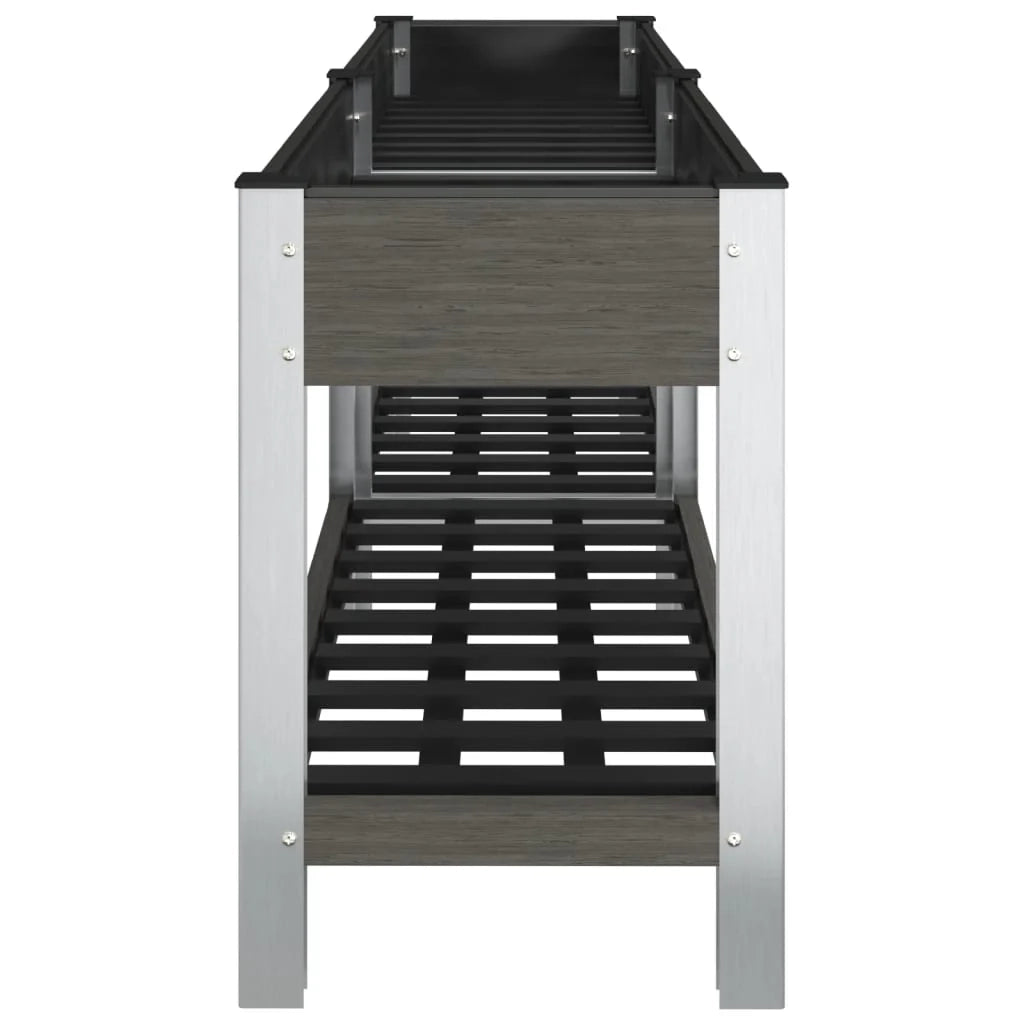Fioriera rialzata per piante fiori patio o giardino con ripiano 200 x 50 x 75 cm WPC grigio 02_0039775
