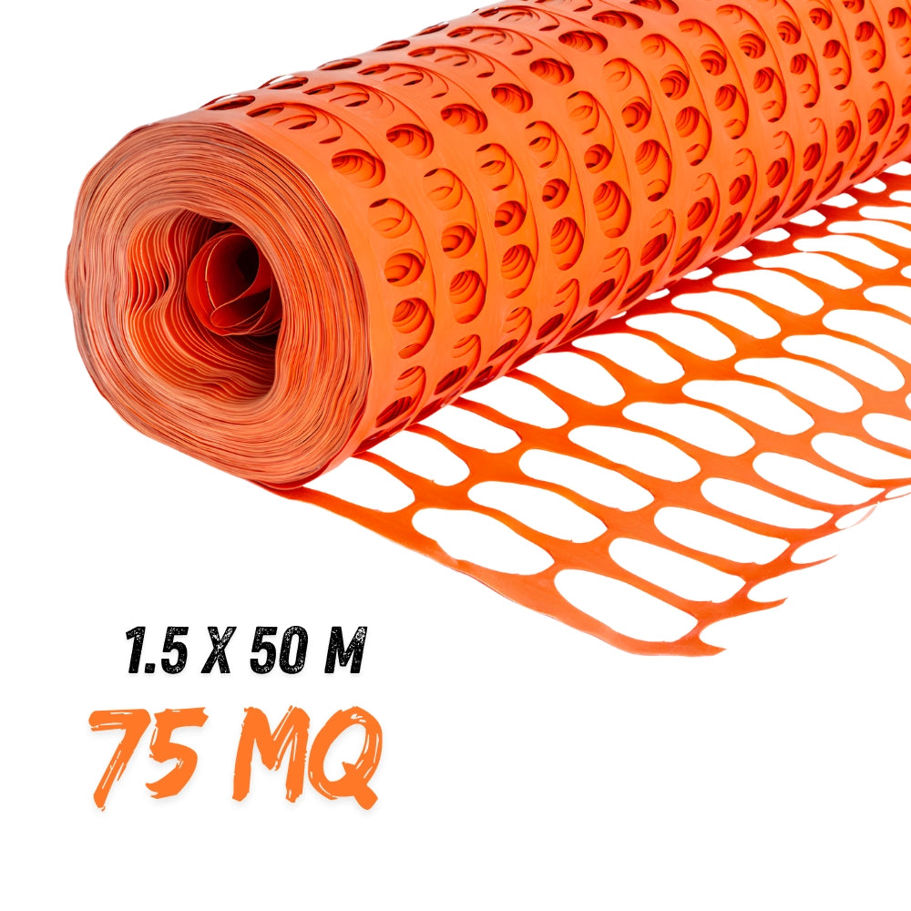 Fortunato rete in pvc per recinzione colore arancione rotolo 1.5 x 50 m