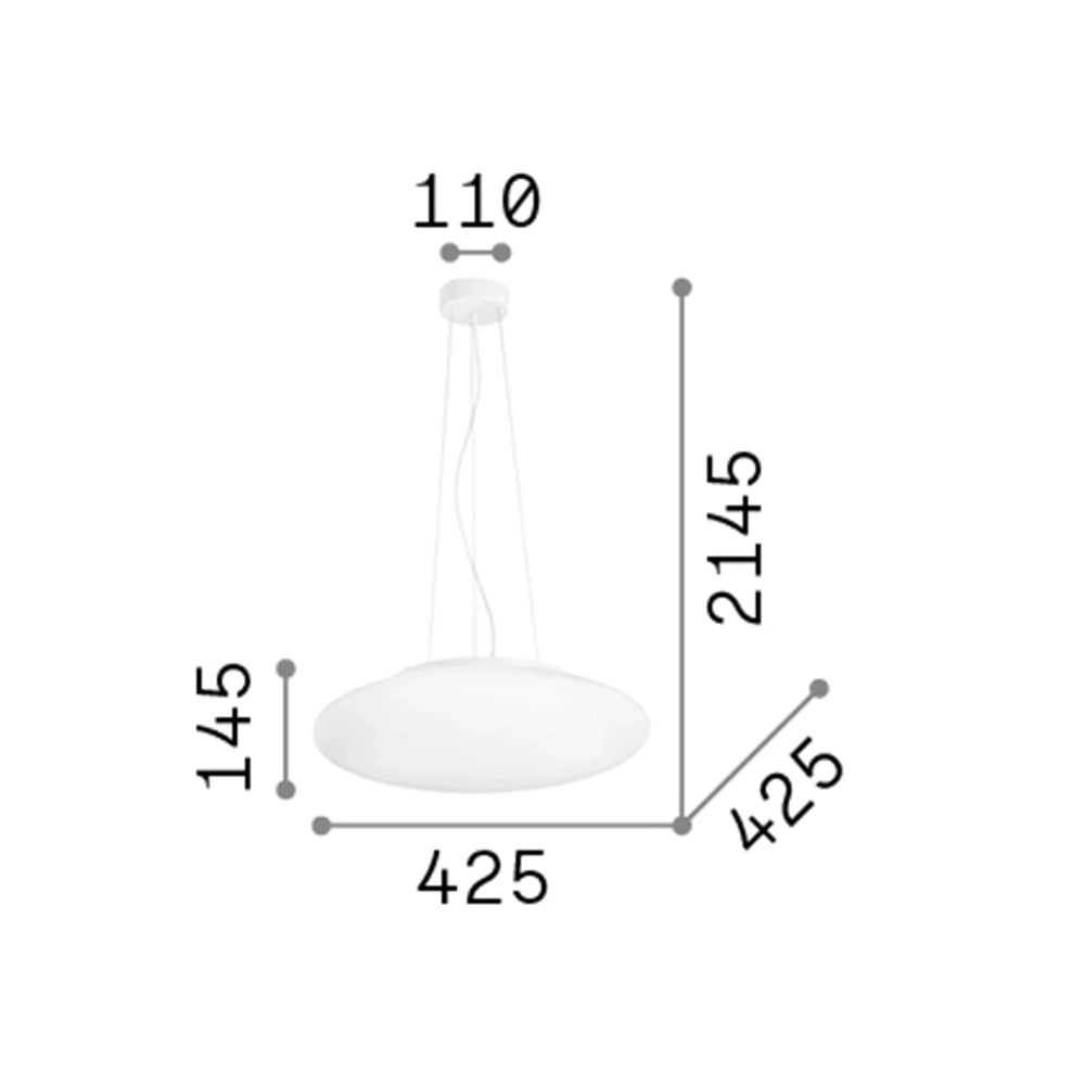 Sospensione Moderna Smarties Vetro Bianco 3 Luci E27 D60Cm