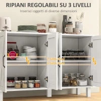 Mobile Multiuso in MDF a 4 Livelli con 2 Ripiani Regolabili e 5 Gambe, 120x37x75 cm, Bianco