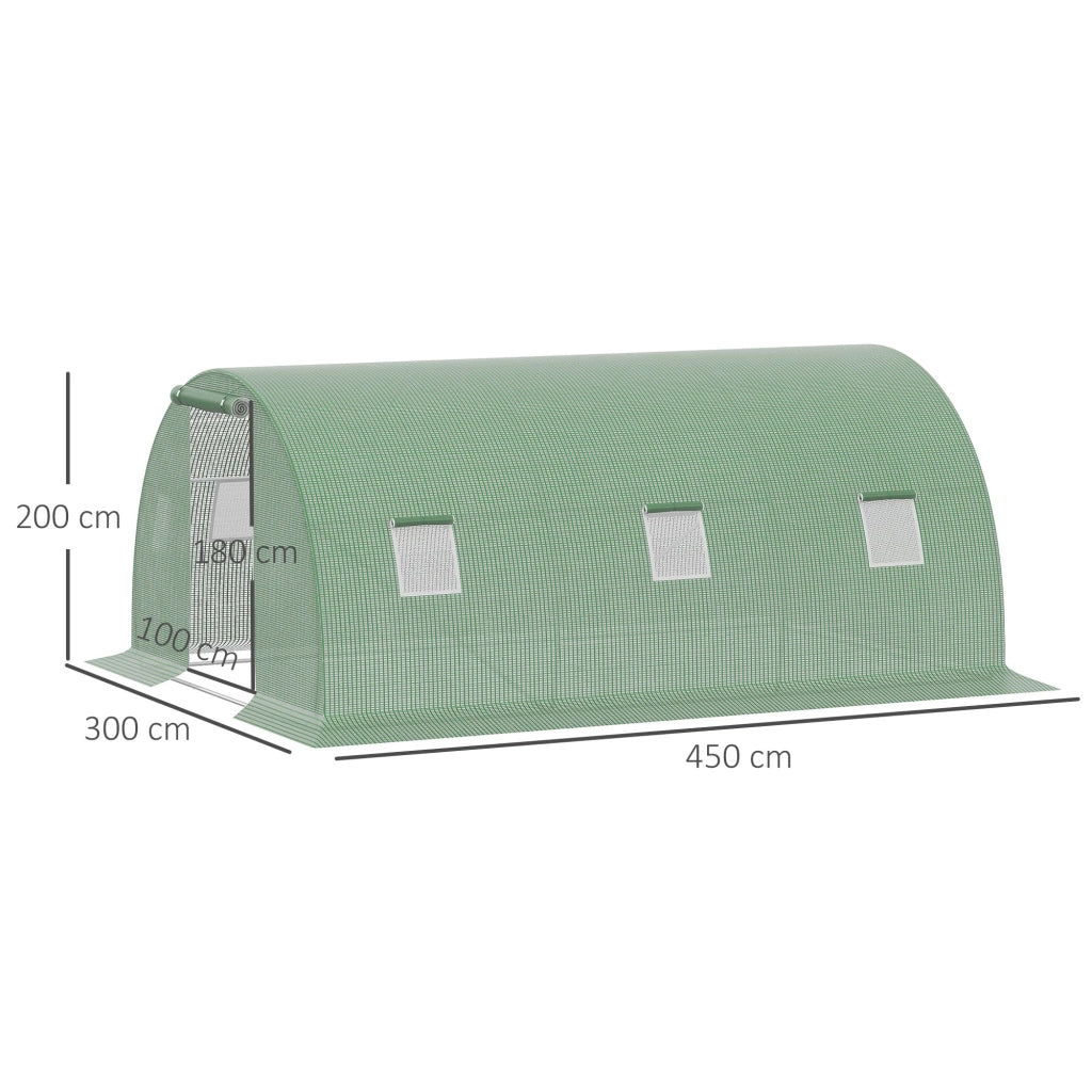 Serra Tunnel 4.5x3x2 m ¨C zephmum ¨C Verde con Pareti e Porta Arrotolabili