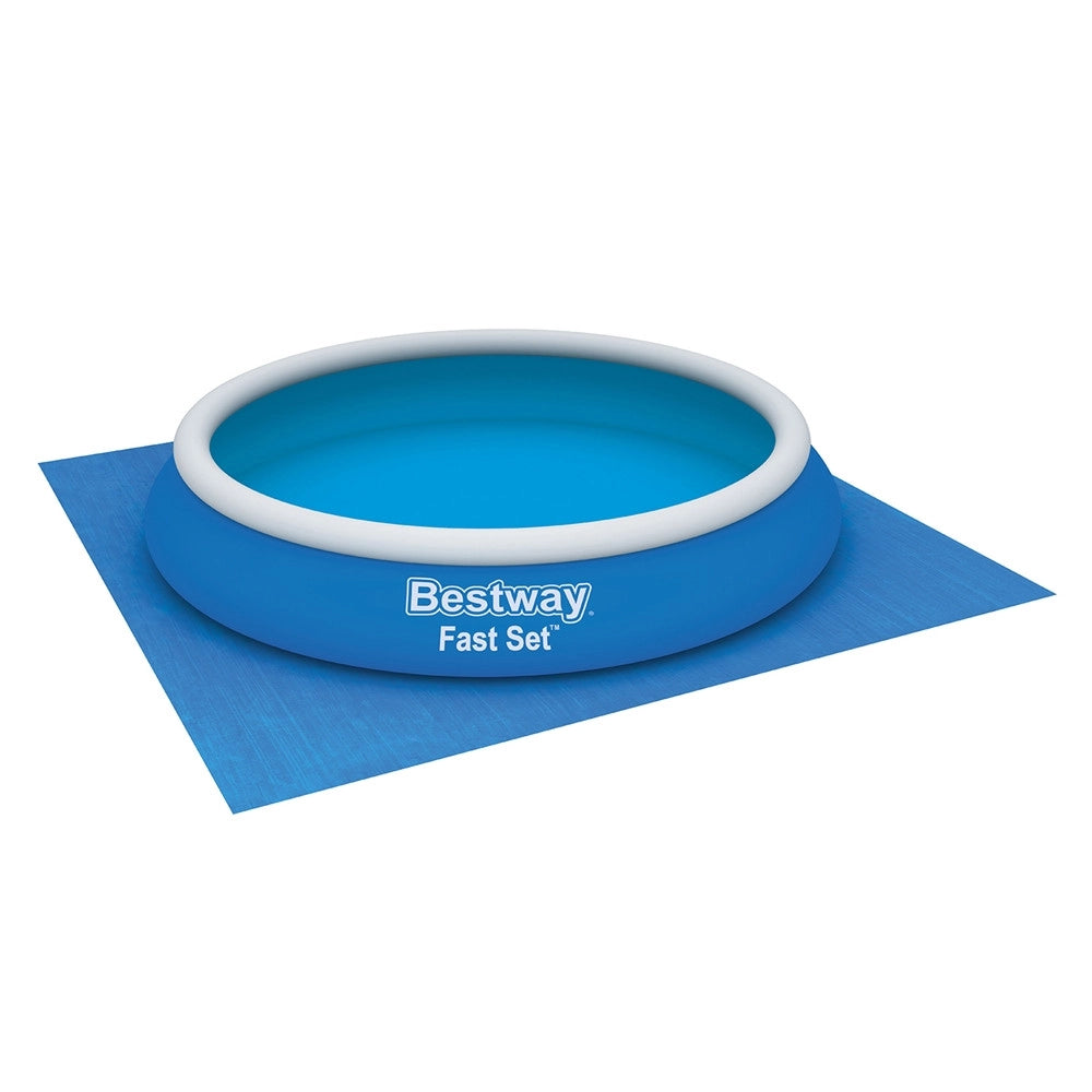 Trade Shop - Tappetino Telo Di Protezione Per Base Fondo Piscina In Pe 488 X 488 Cm Blu Quadrato 58003 -
