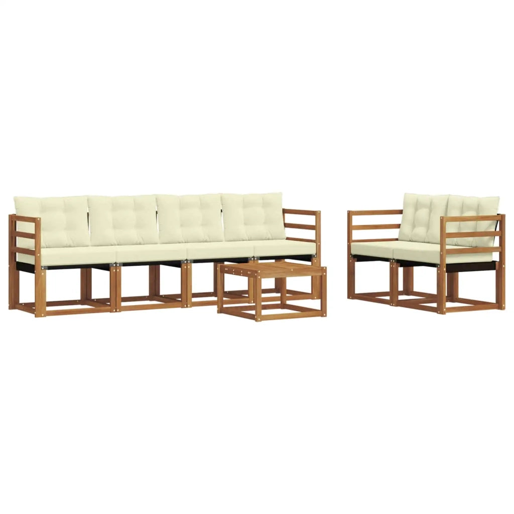 Set di divani da esterno con cuscino 7 pcs Naturale e Crema