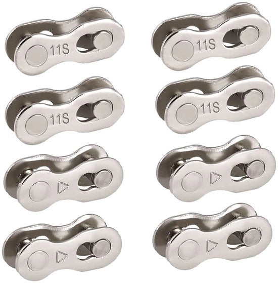 Connessioni per catena da bicicletta 8 pezzi - Acciaio inossidabile - Connector riciclabile - 11 rapporti - Sostenibile - Dimensioni connessione 20 x 5,5 x 7 mm - Catena da bicicletta