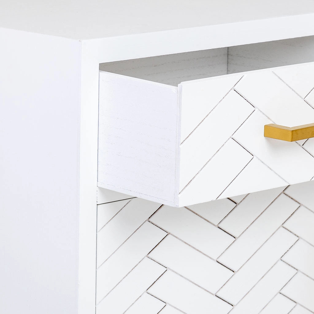 Tavolino in legno e metallo con 1 cassetto e 1 anta 42x36,5x71h cm