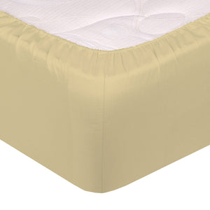 Lenzuolo Sotto Singolo con Angoli ed Elastico Tinta Unita Panna