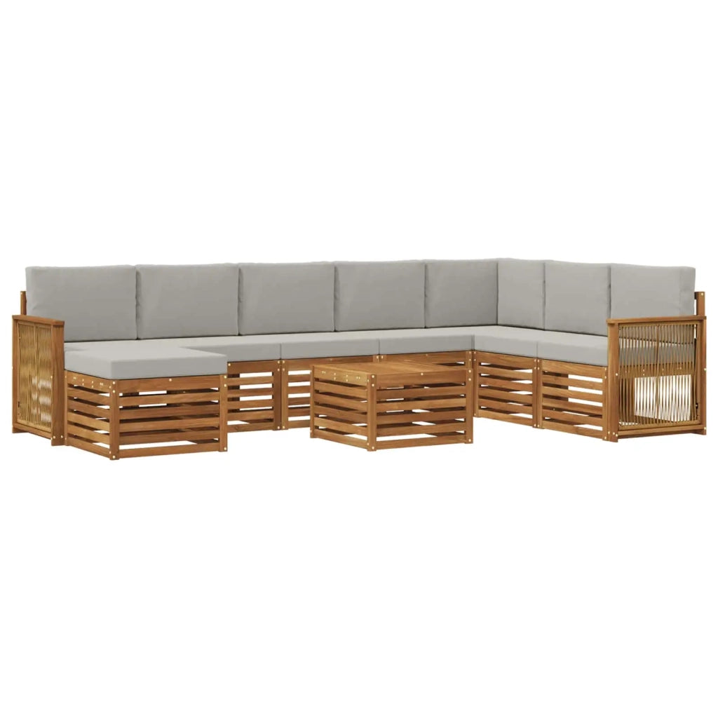 Set di divani da esterno 7 pcs Naturale e Grigio Chiaro