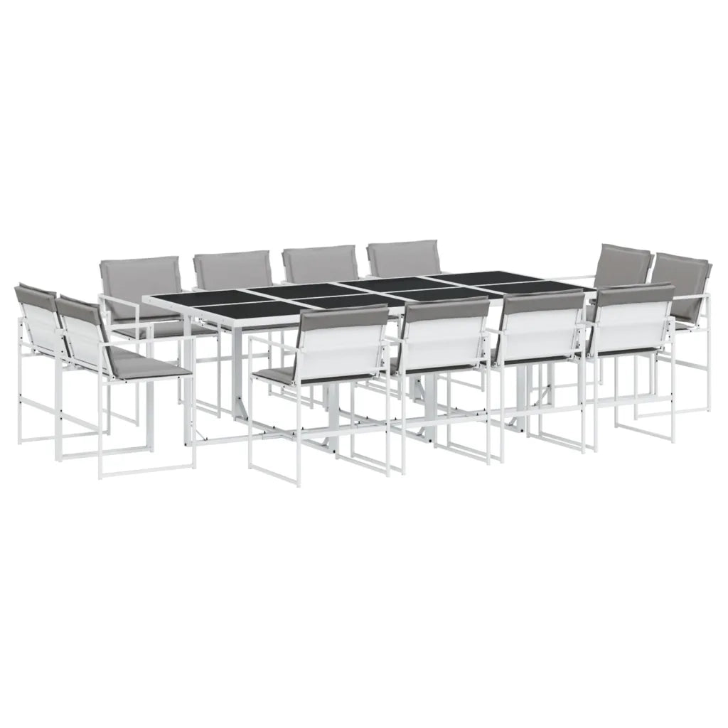 Set da Pranzo da Giardino 13 pz con Cuscini Bianco in Textilene 3295095