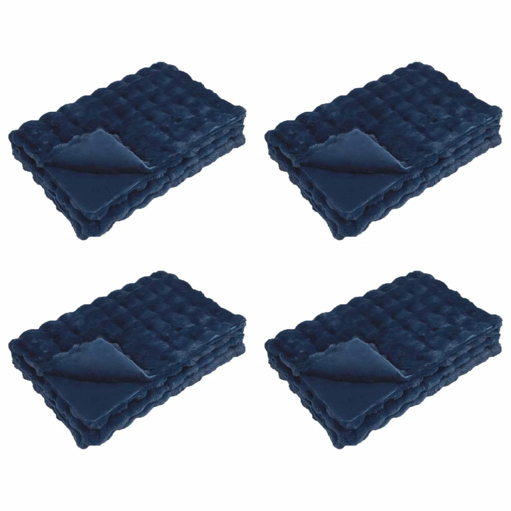 Coperta antiscivolo in finta di coniglio Olite 4 pcs Blu Marino