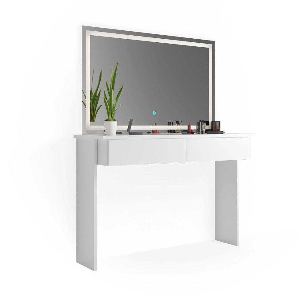 Vicco Tavolo da toeletta Bianco 120 cm con specchio a LED