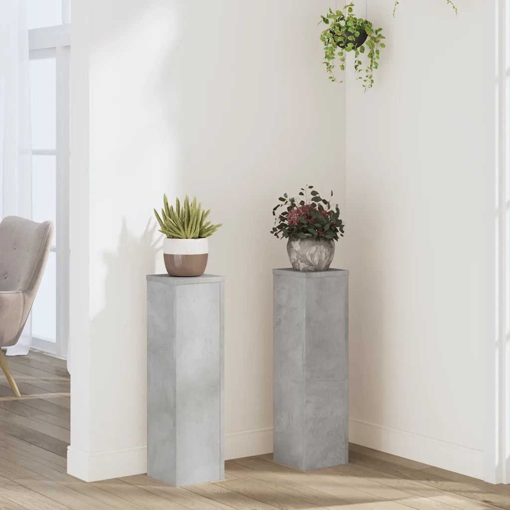 vidaXL Supporti per Piante 2 pz Grigio 17x17x60 cm Legno Multistrato