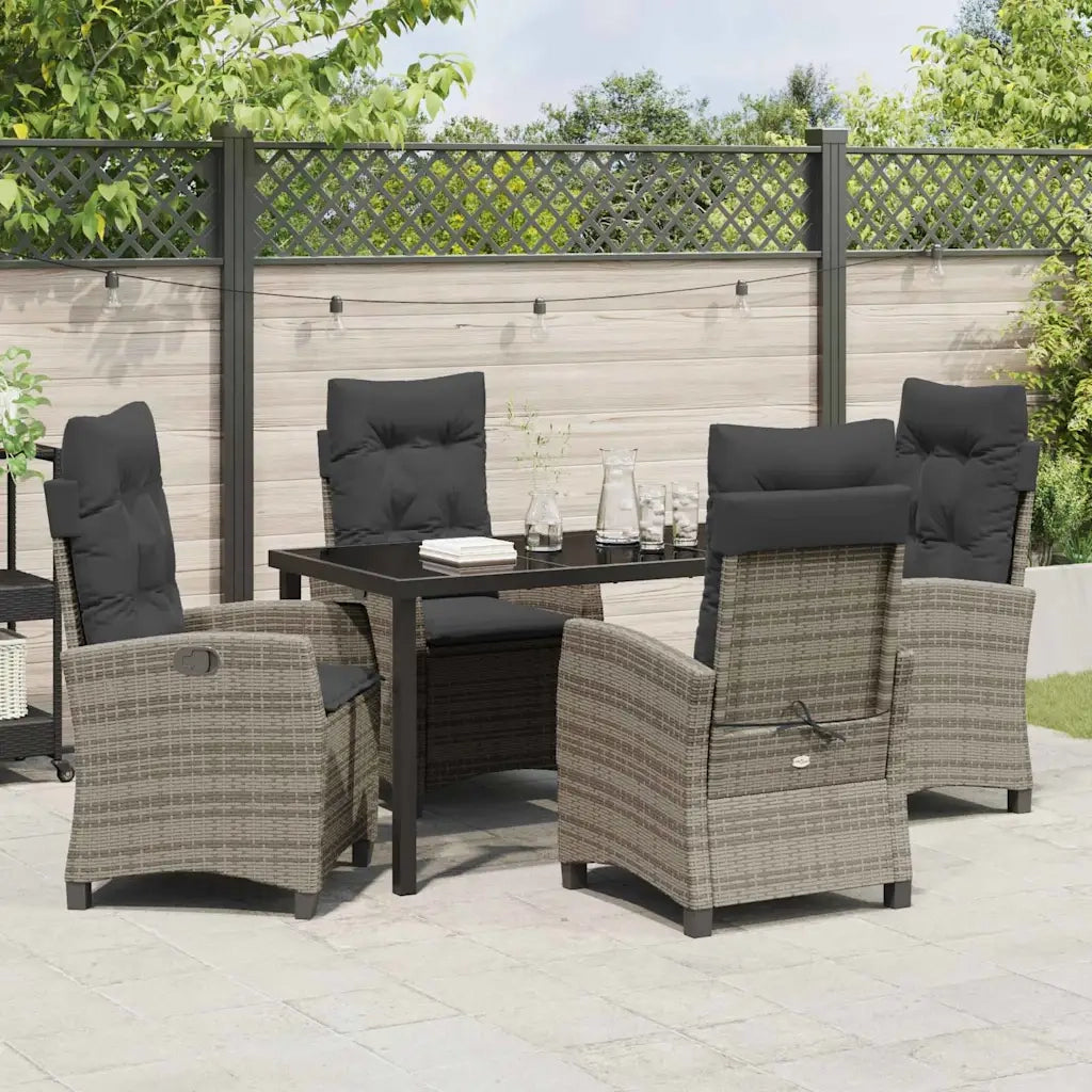 Set da Pranzo per Giardino con cuscino 5 pcs Grigio polyrattan 3380388