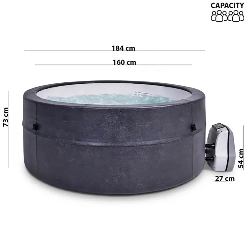 Vasca Idromassaggio Piscina Spa Semirigida Oasi 4 Adulti 2 Bambini 1000 L 184x184x73 cm in PVC Grigio