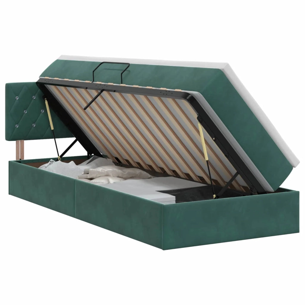 Letto con Contenitore Verde Scuro 100 x 200 cm Velluto 3458730