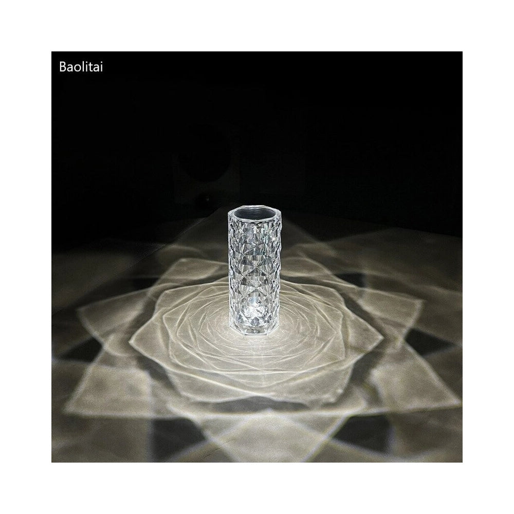 Trade Shop - Lampada Cristallo Touch Da Tavolo A Batterie Ricaricabile Usb Effetto Luce Fiori -