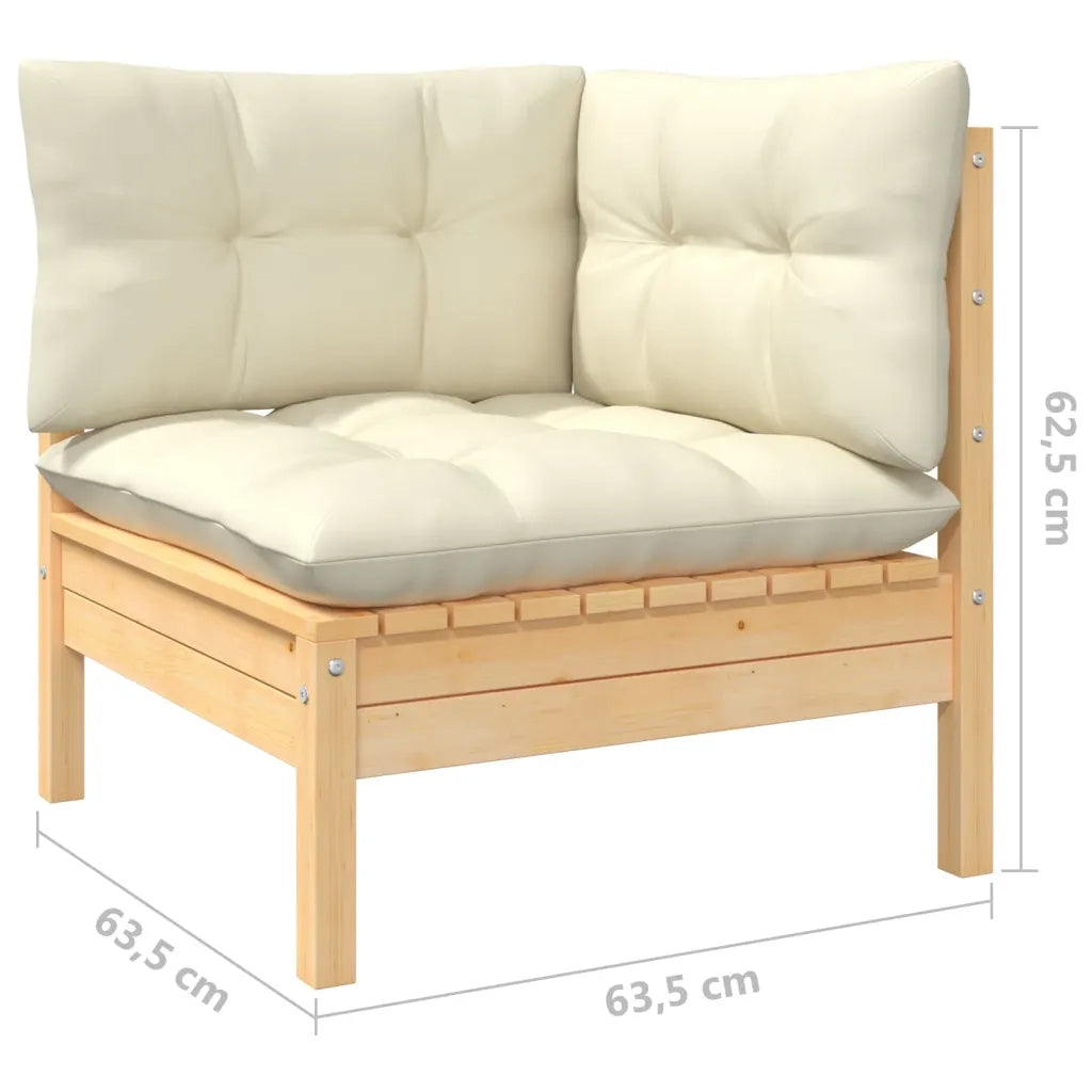 Set Divani da Giardino 11 pz con Cuscini Crema Massello di Pino 3097037