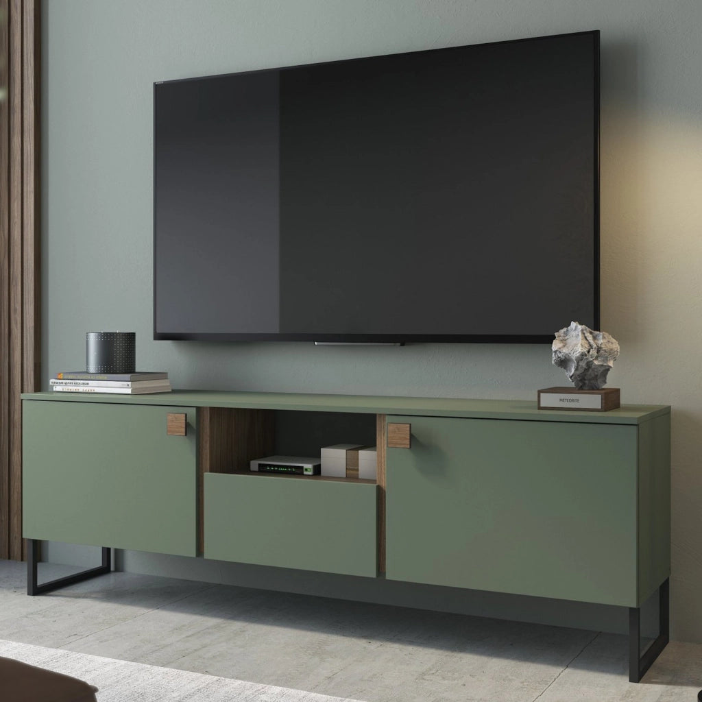Muravera, Mobile Porta tv un Cassetto, 179x40x60h cm Verde