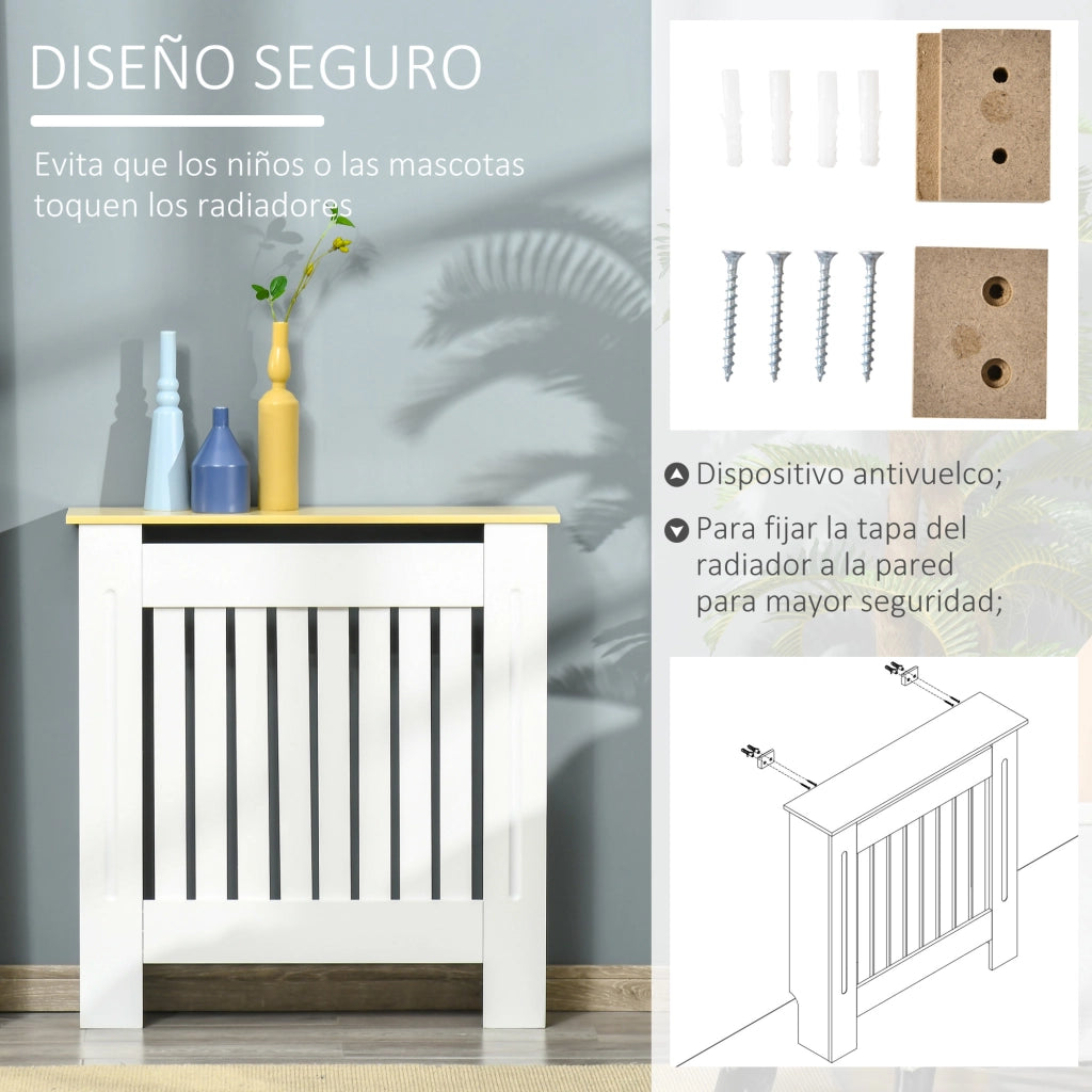 Copriradiatore in MDF per Salotto ¨C Minimal ¨C 78x19x83 cm Bianco