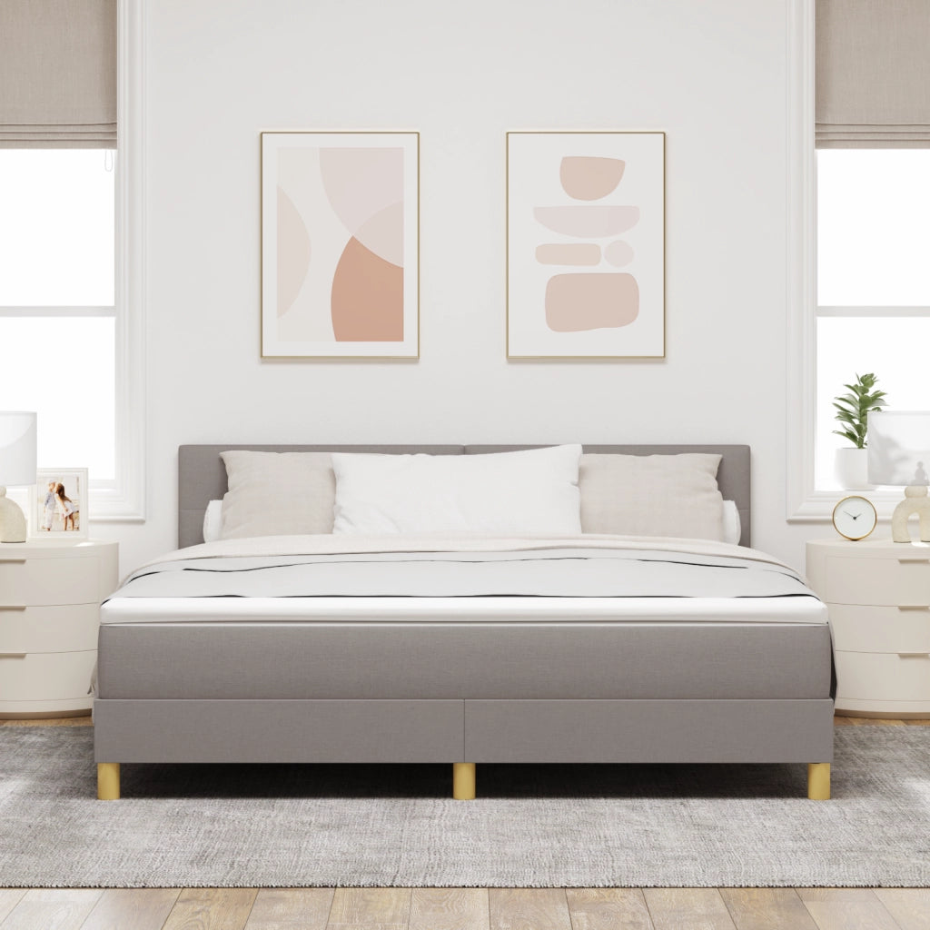 Letto Box Spring con Materasso e Luce LED Tortora 180x200 cm Tessuto