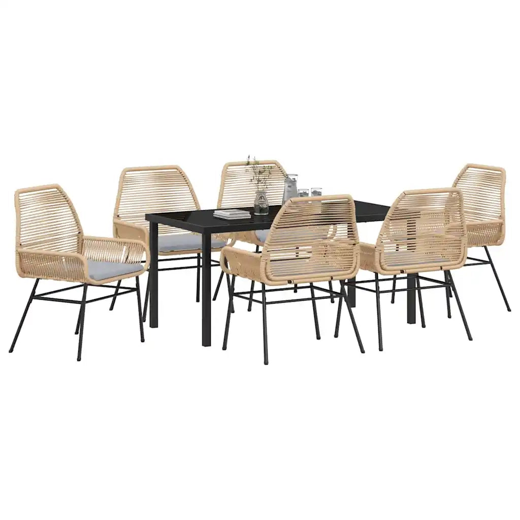 Set da Pranzo per Giardino con cuscino 7 pcs Marrone polyrattan 3380880