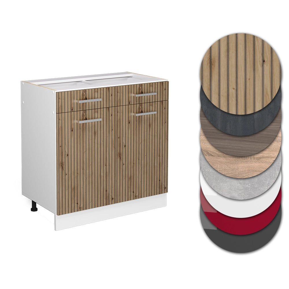 Vicco Mobiletto base per cucina Rovere artigianale 80 cm , PL Rovere