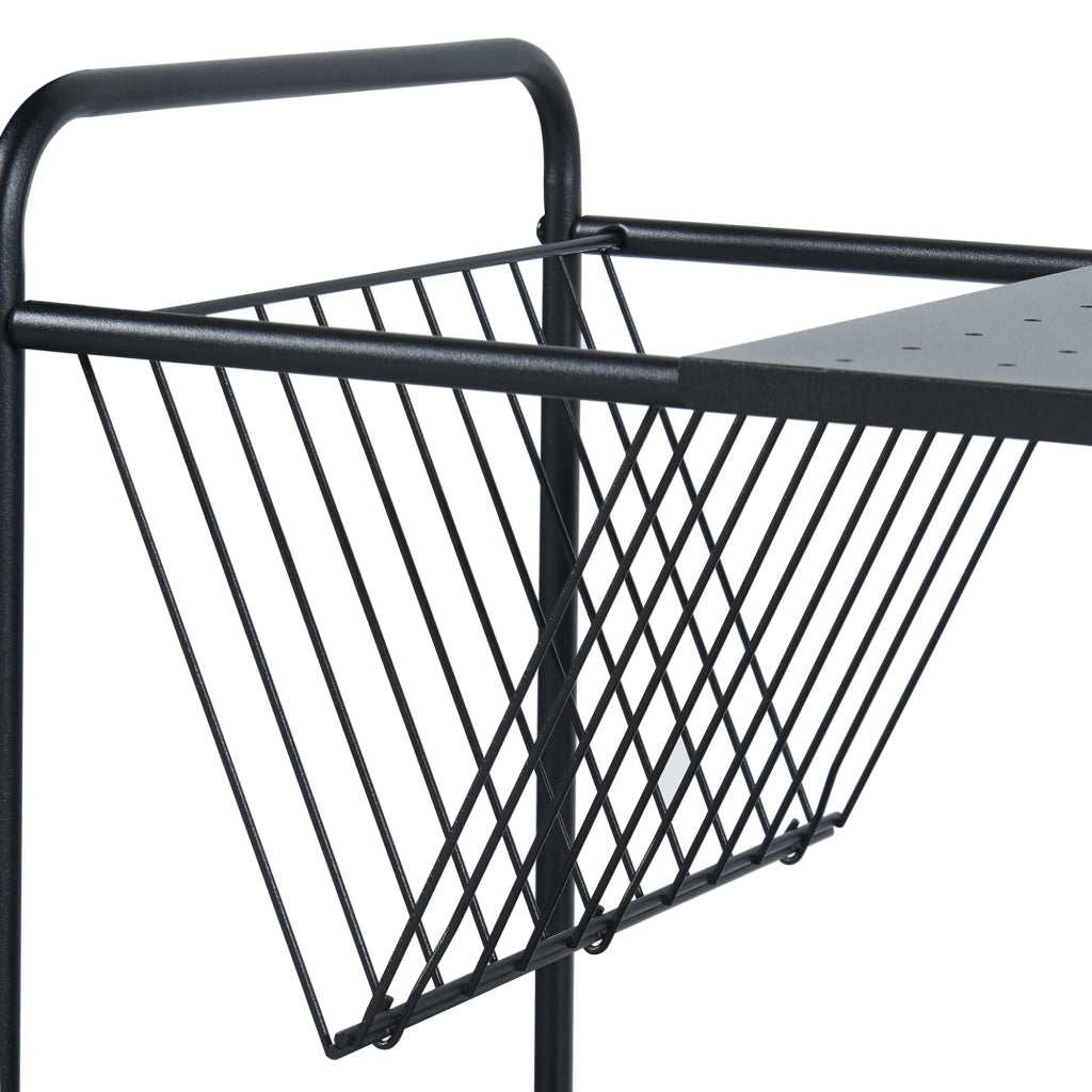 Carrello di servizio mobile contenitore per cucina/soggiorno 73 x 50 x 33 cm acciaio nero 03_0009219