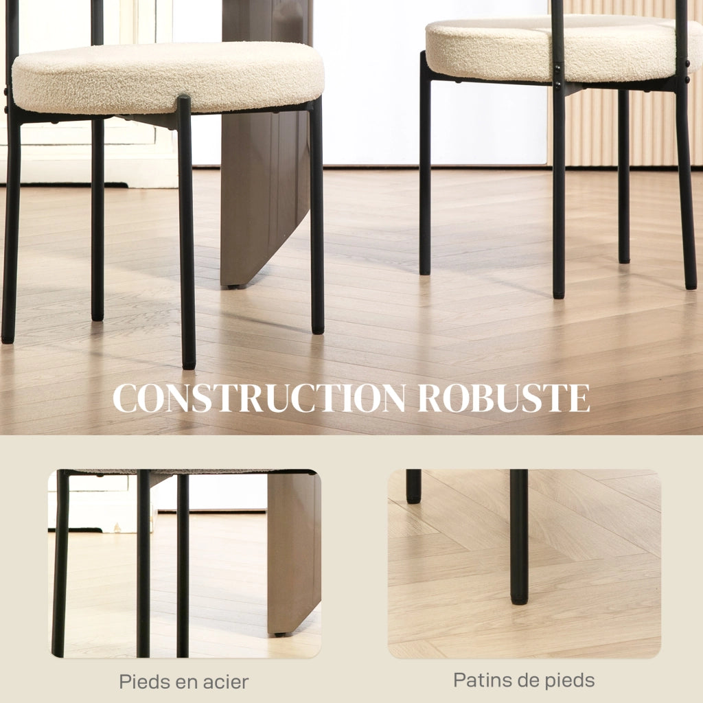 Set di 2 sedie da pranzo con schienale in tessuto e gambe in metallo ¨C zephmum ¨C beige nero 51x51x76 cm