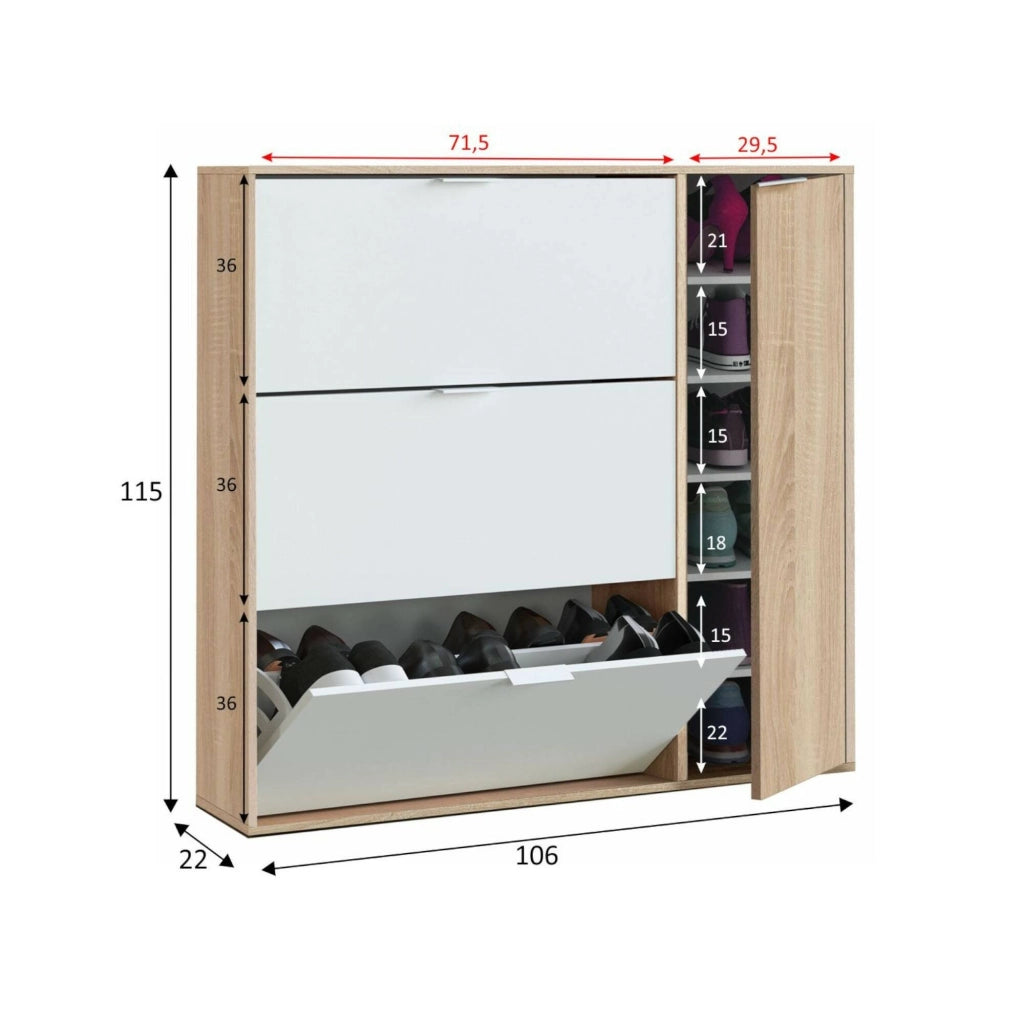 Mobile Portascarpe Ammour, Scarpiera 30 Paia, 106x22x115h cm Marrone Rovere