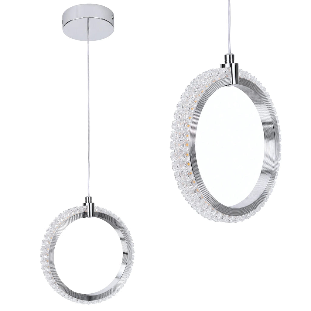 Lampada A Sospensione A Led Lhj126-w Cromo