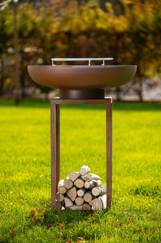 Barbecue a Legna Ø75x97 cm Ara in Acciaio Effetto Ruggine