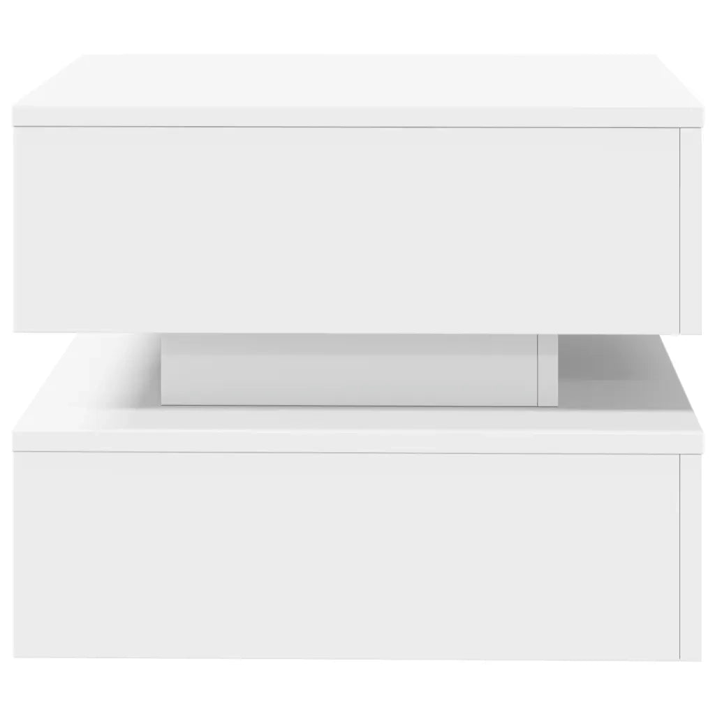 Tavolino da Salotto con Luci LED-Tavolino da soggiorno Bianco 50x50x40 cm