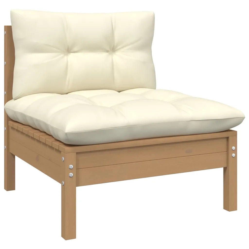 Set Salotto Giardino 5pz con Cuscini Marrone Ambra Legno Pino 3096295