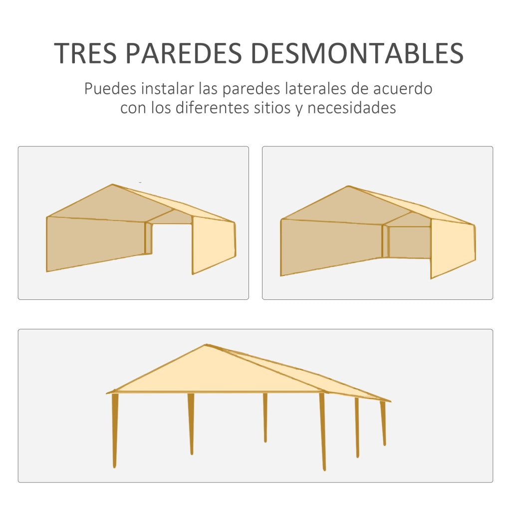 Tenda da giardino 6x3m con 4 pareti e 2 finestre ¨C zephmum ¨C Verde